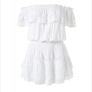 Melissa Odabash Michelle White Off-Shoulder Mini Dress
